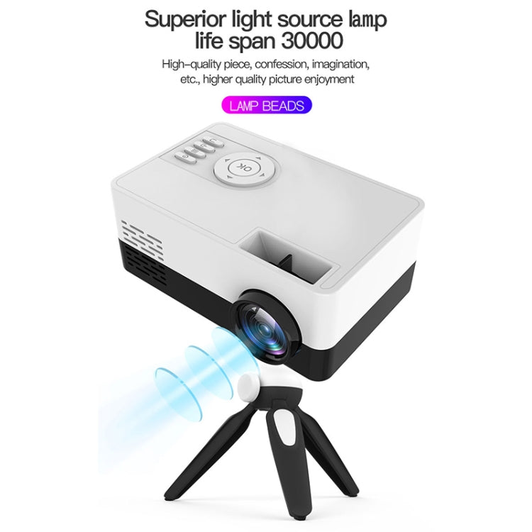 J15 1920 x 1080P HD Household Mini LED Projector with Tripod Mount Support AV / HDMI x 1 / USB x1 / TF x 1, Plug Type:UK Plug(Black White) - Mini Projector by PMC Jewellery | Online Shopping South Africa | PMC Jewellery | Buy Now Pay Later Mobicred