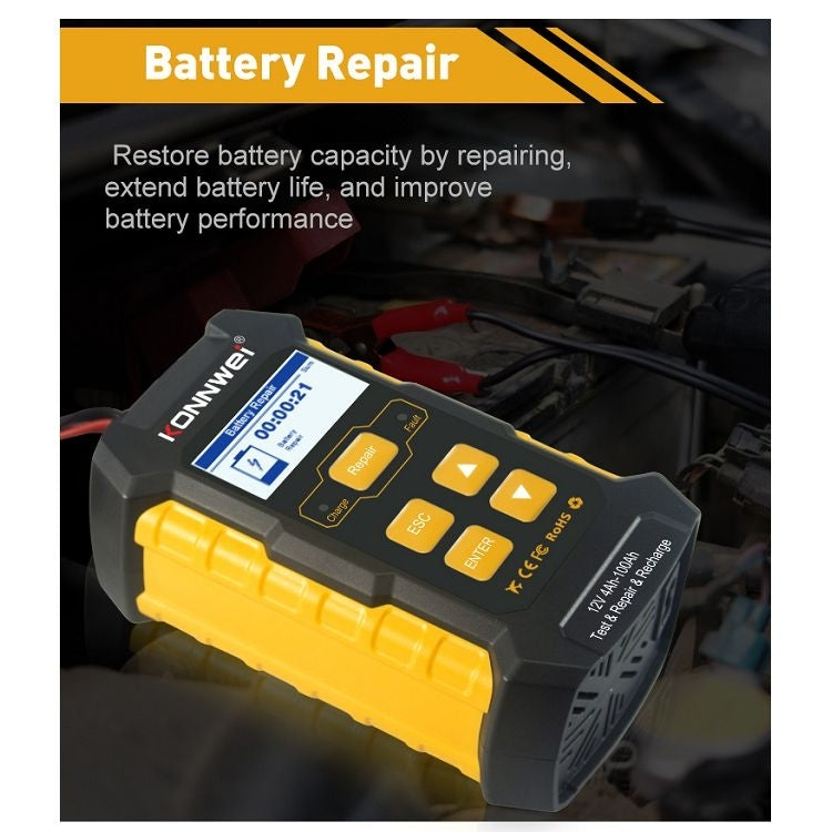 KONNWEI KW510 3 in 1 Car Battery Tester / Charger / Repairer, Support 8 Languages (EU Plug) - free shipping - PMC TechLife - Order now!