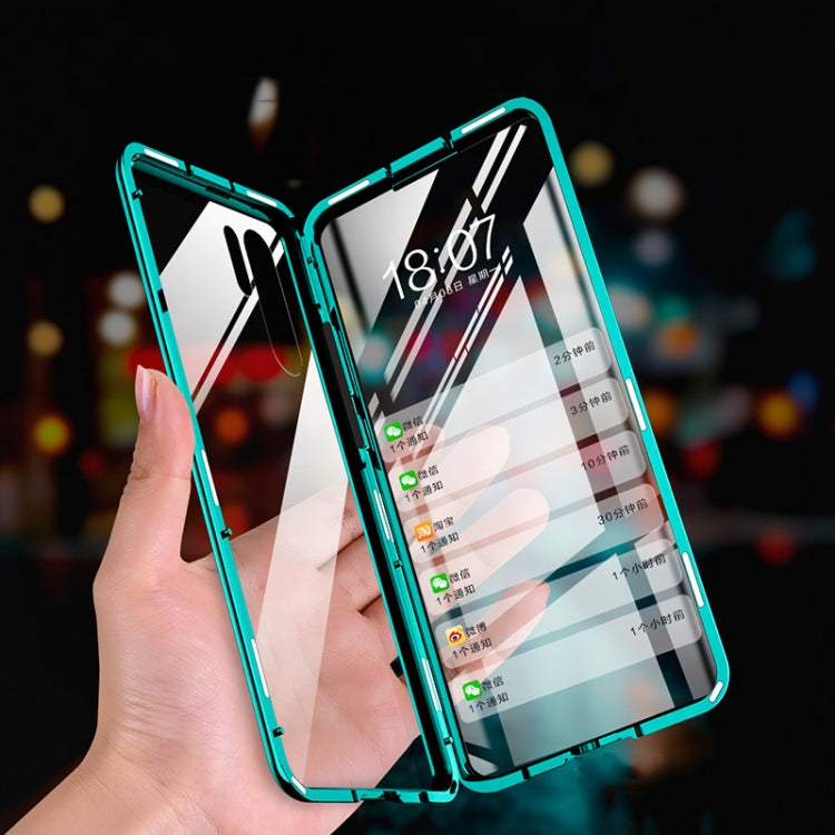 For Huawei P30 Magnetic Metal Frame Double-sided Tempered Glass Case(Black) - Huawei Cases by PMC Jewellery | Online Shopping South Africa | PMC Jewellery | Buy Now Pay Later Mobicred