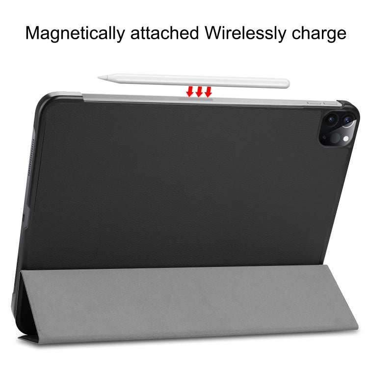 For  iPad Air 13 2024 / Pro 12.9 2022 Custer Texture 3-folding Smart Leather Tablet Case(Black) - iPad Pro 12.9 (2022/2021) Cases by PMC TechLife | Online Shopping South Africa | PMC TechLife | Buy Now Pay Later Mobicred