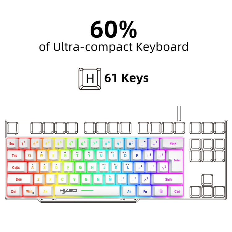 HXSJ V700 61 Keys RGB Lighting Gaming Wired Keyboard (White) - free shipping - PMC Jewellery - Order now!