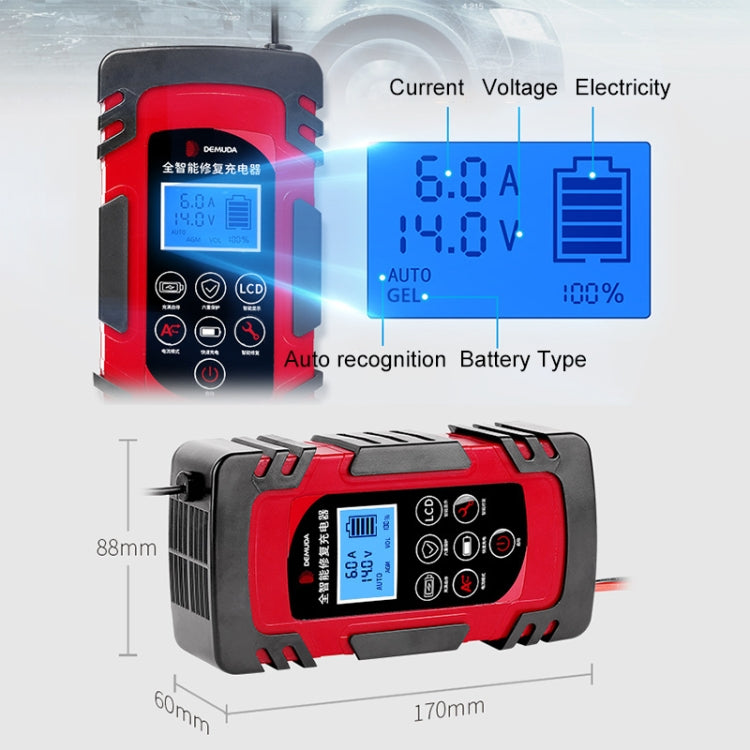 DEMUDA DC-80 Car Battery Charger 12V/24V Intelligent Pulse Repair Type Lead-acid Battery, Plug Type:JP Plug(Yellow) - Battery Charger by PMC Jewellery | Online Shopping South Africa | PMC Jewellery | Buy Now Pay Later Mobicred