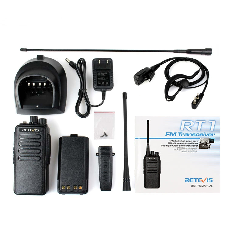 RETEVIS RT1 10W UHF 400-520MHz 16CH Handheld Walkie Talkie, US Plug - Handheld Walkie Talkie by RETEVIS | Online Shopping South Africa | PMC Jewellery | Buy Now Pay Later Mobicred