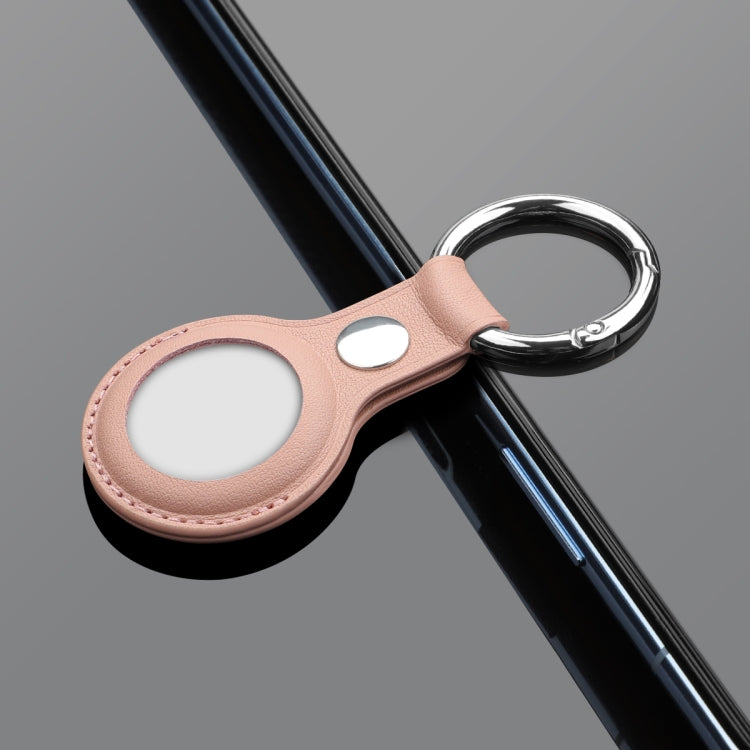 Anti-scratch Top-layer Cowhide Leather Case Cover with Switchable Keychain Ring for AirTag(Rose Pink) - Key Chain Series by PMc TechLife | Online Shopping South Africa | PMc TechLife | Buy Now Pay Later Mobicred