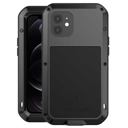 For iPhone 12 LOVE MEI Metal Shockproof Life Waterproof Dustproof Protective Case(Black) - iPhone 12 / 12 Pro Cases by LOVE MEI | Online Shopping South Africa | PMC Jewellery | Buy Now Pay Later Mobicred