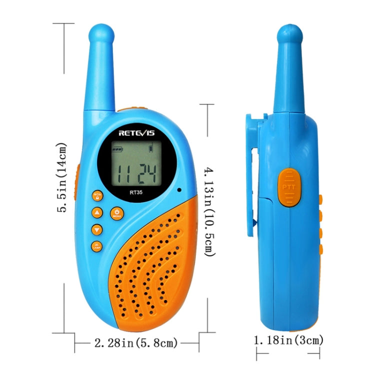 1 Pair RETEVIS RT-35 0.5W EU Frequency 446MHz 8CHS Children Handheld Walkie Talkie(Blue) - Children by RETEVIS | Online Shopping South Africa | PMC Jewellery | Buy Now Pay Later Mobicred