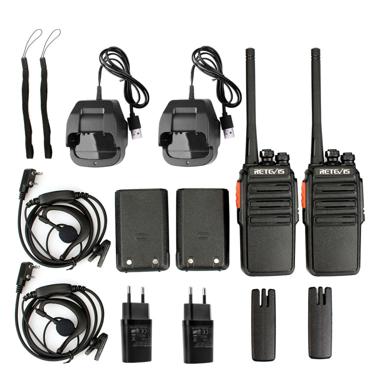 1 Pair RETEVIS RT24 EU Frequency PMR 446/400-470MHz 16CHS Two Way Radio Handheld Walkie Talkie, EU Plug(Black) - Handheld Walkie Talkie by RETEVIS | Online Shopping South Africa | PMC Jewellery | Buy Now Pay Later Mobicred