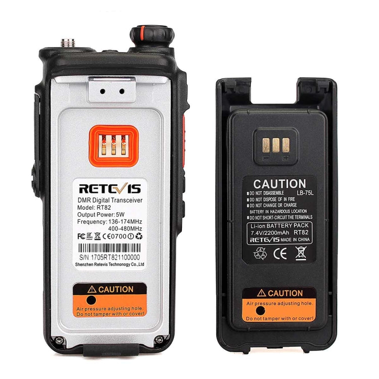 RETEVIS RT82 136-174&400-480MHz 3000CHS Dual Band DMR Digital Waterproof Two Way Radio Handheld Walkie Talkie, EU Plug(Black) - Handheld Walkie Talkie by RETEVIS | Online Shopping South Africa | PMC Jewellery | Buy Now Pay Later Mobicred