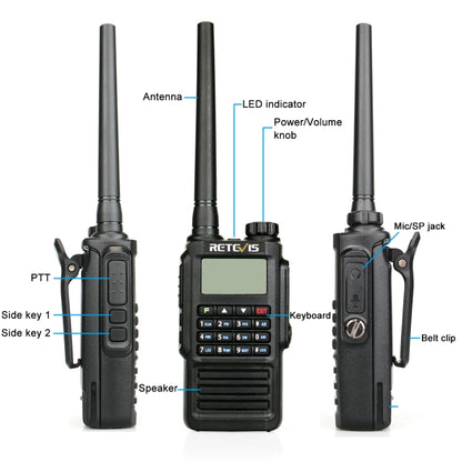 RETEVIS RT87 136-174MHz + 400-480MHz 128CHS Waterproof Dual Band DTMF Two Way Radio Handheld Walkie Talkie, US Plug - Handheld Walkie Talkie by RETEVIS | Online Shopping South Africa | PMC Jewellery | Buy Now Pay Later Mobicred