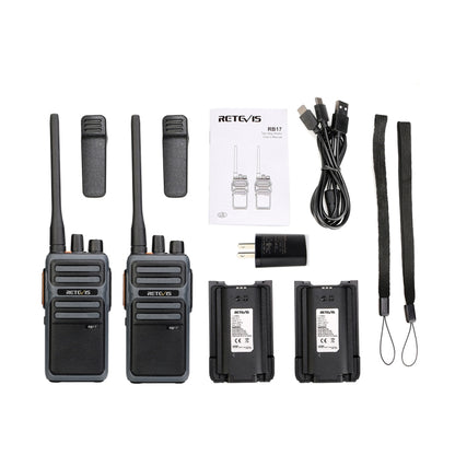 1 Pair RETEVIS RB17 462.5500-462.7250MHz 16CHS FRS License-free Two Way Radio Handheld Walkie Talkie, US Plug(Black) - Handheld Walkie Talkie by RETEVIS | Online Shopping South Africa | PMC Jewellery | Buy Now Pay Later Mobicred