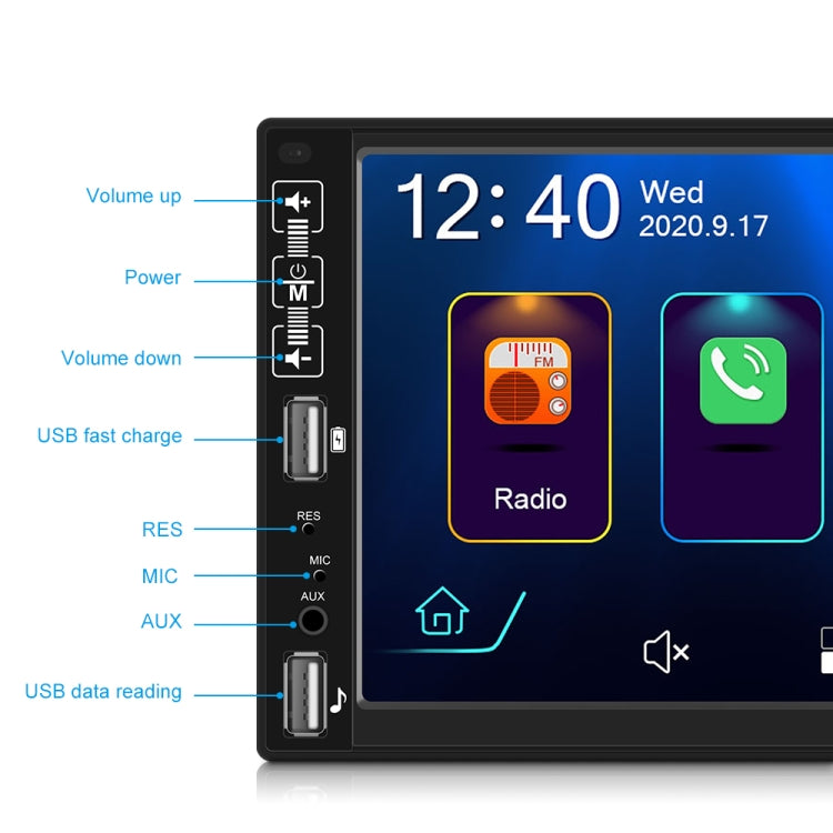 A2891 7 inch Car HD MP5 Carplay Bluetooth Music Player Reversing Image All-in-one Machine Support FM / U Disk with Remote Controler, Style:Standard + 8LEDs Light Camera - Car MP3 & MP4 & MP5 by PMC Jewellery | Online Shopping South Africa | PMC Jewellery | Buy Now Pay Later Mobicred