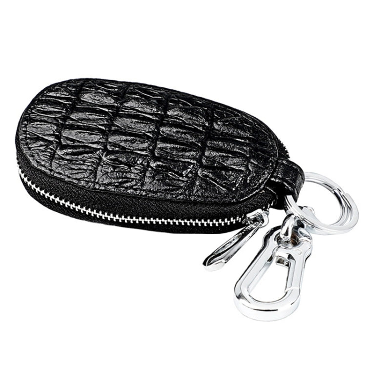 Crocodile Texture First Layer Cowhide Hanging Waist Car Key Bag(Black) - Car Key Cases by PMC TechLife | Online Shopping South Africa | PMC TechLife | Buy Now Pay Later Mobicred