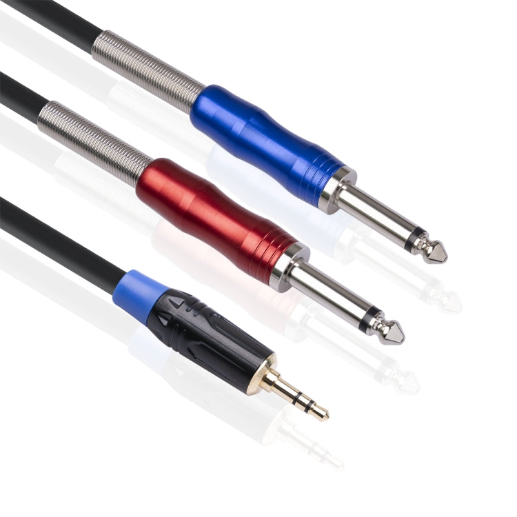 TC195BULS01-18 3.5mm Male to Dual 6.35mm Mono Male Audio Cable, Length:1.8m - Microphone Audio Cable & Connector by PMC Jewellery | Online Shopping South Africa | PMC Jewellery | Buy Now Pay Later Mobicred