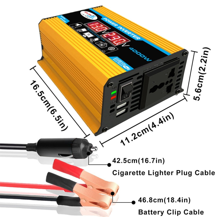 Tang II Generation 12V to 110V 4000W Modified Square Wave Car Power Inverter(Yellow) - Modified Square Wave by PMC TechLife | Online Shopping South Africa | PMC TechLife | Buy Now Pay Later Mobicred