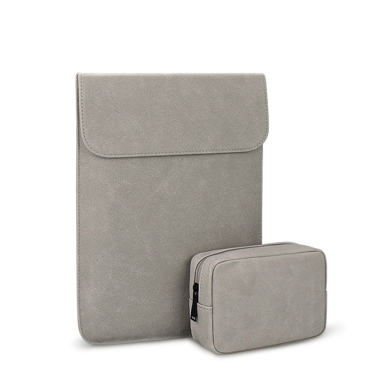 PU02 Ultra-thin Notebook Liner Bag with Small Bag, Size:14.1-15.4 inch(Light Grey) - 15 inch by PMC TechLife | Online Shopping South Africa | PMC TechLife | Buy Now Pay Later Mobicred