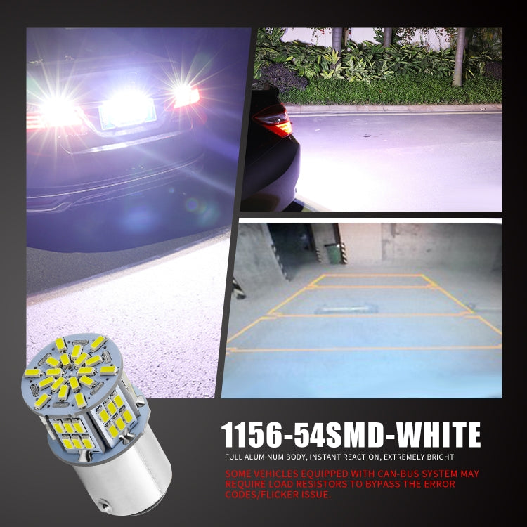 1 Pair E0052 9-14V 1156-54SMD-2835 6000K 1080LM White Light Car Decoding Turn Signal Reversing Light - Arrow Turn Lights by PMC TechLife | Online Shopping South Africa | PMC TechLife | Buy Now Pay Later Mobicred
