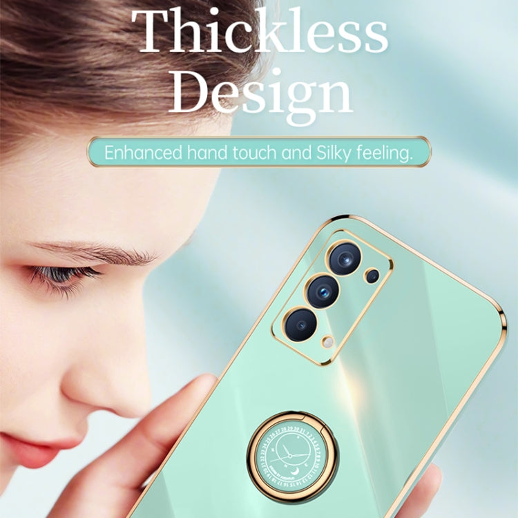 For OPPO Reno5 Pro XINLI Straight 6D Plating Gold Edge TPU Shockproof Case with Ring Holder(White) - OPPO Cases by XINLI | Online Shopping South Africa | PMC TechLife