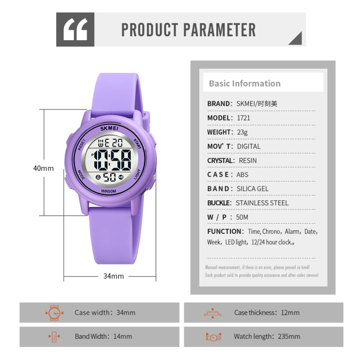 SKMEI 1721 Triplicate Round Dial LED Digital Display Luminous Silicone Strap Electronic Watch(Pink Blue) - free shipping - PMC TechLife - Order now!