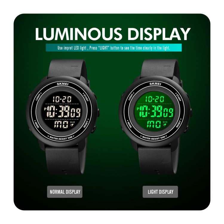 SKMEI 1736 Triplicate Round Dial Timing LED Digital Display Luminous Electronic Watch(Gold and White) - free shipping - PMC TechLife - Order now!