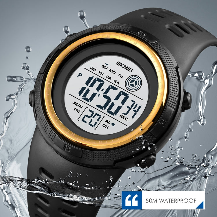 SKMEI 1773 Triplicate Round LED Dual Time Digital Display Colorful Backlight Electronic Watch(Gold White) - free shipping - PMC TechLife - Order now!