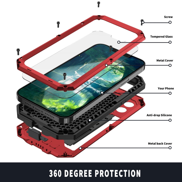 For iPhone 13 R-JUST Sliding Camera Shockproof Life Waterproof Dust-proof Metal + Silicone Protective Case with Holder(Red) - iPhone 13 Cases by R-JUST | Online Shopping South Africa | PMC TechLife | Buy Now Pay Later Mobicred