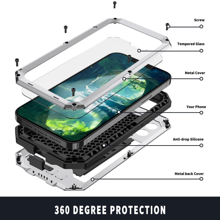 For iPhone 13 Pro Max R-JUST Sliding Camera Shockproof Life Waterproof Dust-proof Metal + Silicone Protective Case with Holder (Silver) - iPhone 13 Pro Max Cases by R-JUST | Online Shopping South Africa | PMC TechLife | Buy Now Pay Later Mobicred