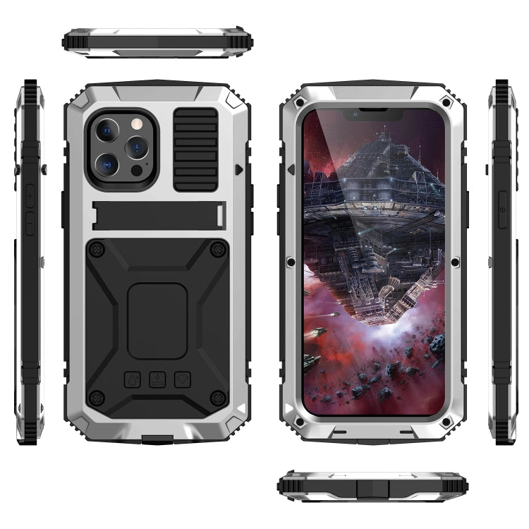 For iPhone 13 Pro Max R-JUST Shockproof Waterproof Dust-proof Metal + Silicone Protective Case with Holder (Silver) - iPhone 13 Pro Max Cases by R-JUST | Online Shopping South Africa | PMC TechLife | Buy Now Pay Later Mobicred