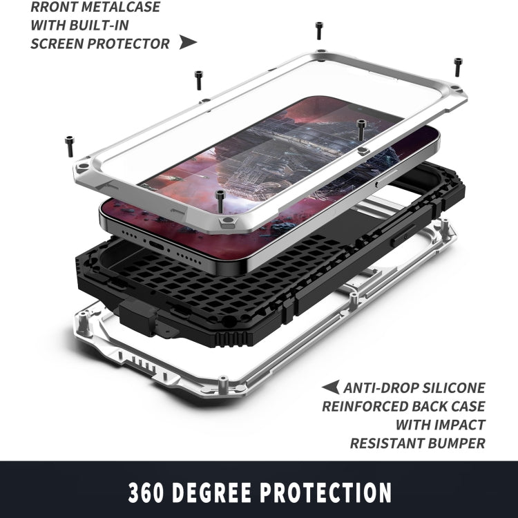 For iPhone 13 Pro Max R-JUST Shockproof Waterproof Dust-proof Metal + Silicone Protective Case with Holder (Silver) - iPhone 13 Pro Max Cases by R-JUST | Online Shopping South Africa | PMC TechLife | Buy Now Pay Later Mobicred