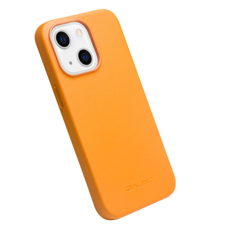 For iPhone 13 QIALINO Nappa Cowhide MagSafe Magnetic Protective Case(Orange) - free shipping - PMC Jewellery - Order now!