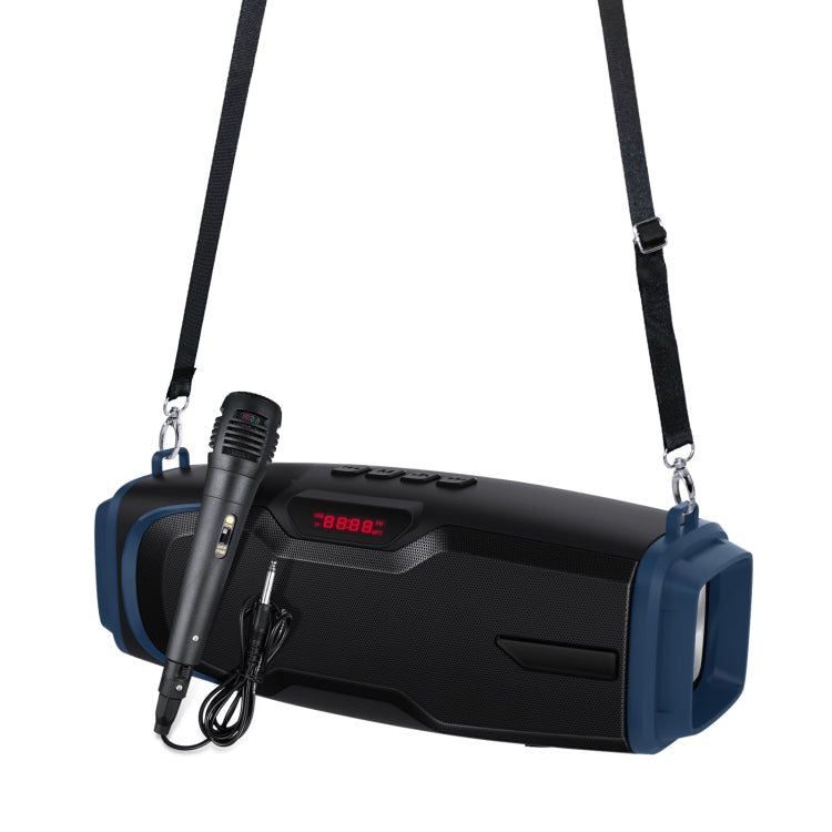 New Rixing NR-6012M Bluetooth 5.0 Portable Outdoor Karaoke Wireless Bluetooth Speaker with Microphone & Shoulder Strap(Blue) - free shipping - PMC Jewellery - Order now!