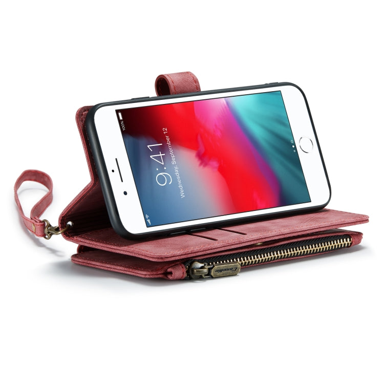 For iPhone SE 2022 / SE 2020 / 8 / 7 / 6 CaseMe-C30 PU + TPU Multifunctional Horizontal Flip Leather Case with Holder & Card Slot & Wallet & Zipper Pocke(Red) - iPhone SE 2022 / 2020 / 8 / 7 Cases by CaseMe | Online Shopping South Africa | PMC Jewellery | Buy Now Pay Later Mobicred