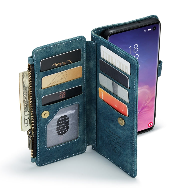 For Samsung Galaxy S10 CaseMe-C30 PU + TPU Multifunctional Horizontal Flip Leather Case with Holder & Card Slot & Wallet & Zipper Pocket(Blue) - Galaxy Phone Cases by CaseMe | Online Shopping South Africa | PMC Jewellery | Buy Now Pay Later Mobicred