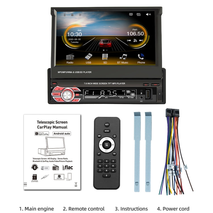 9601C HD 7 inch Universal Car Manually Retractable Screen MP5 Player with Carplay, Support FM & Bluetooth & TF Card - Car MP3 & MP4 & MP5 by PMC TechLife | Online Shopping South Africa | PMC TechLife | Buy Now Pay Later Mobicred