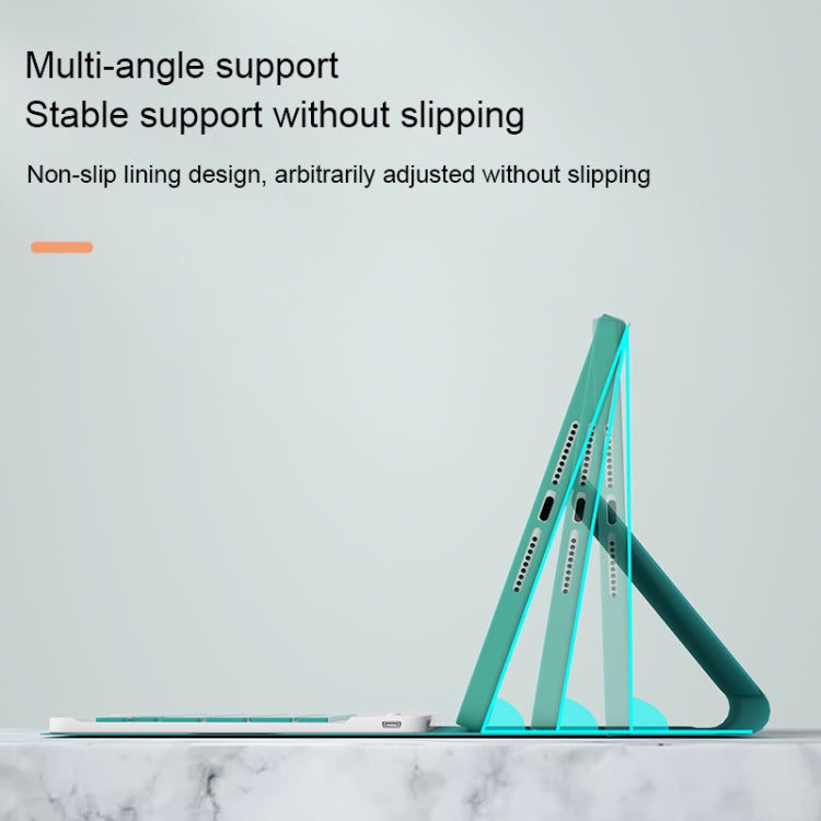HK006D Square Keys Detachable Bluetooth Solid Color Keyboard Leather Tablet Case with Colorful Backlight & Holder for iPad mini 6(Mint Green) - free shipping - PMC TechLife - Order now!