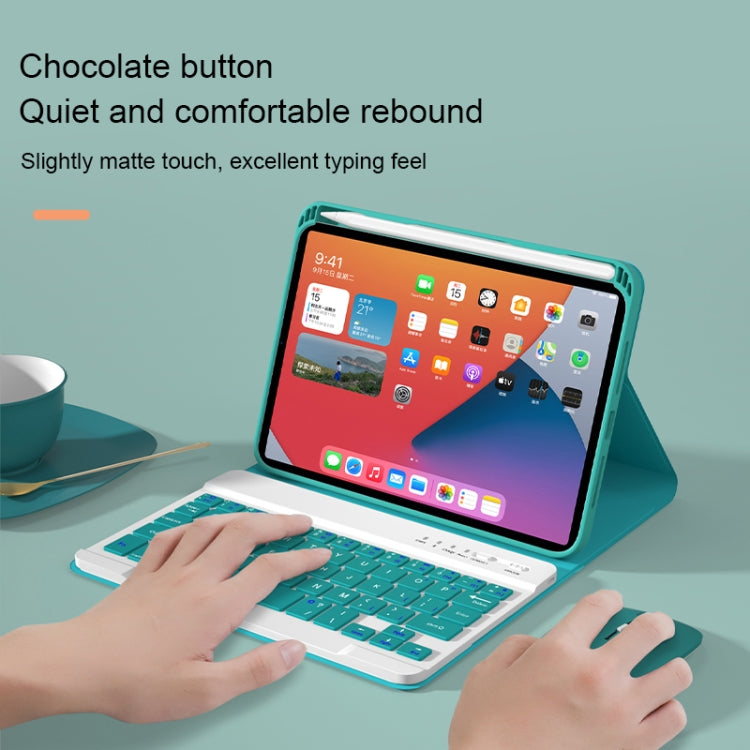 HK006D Square Keys Detachable Bluetooth Solid Color Keyboard Leather Tablet Case with Colorful Backlight & Holder for iPad mini 6(Mint Green) - free shipping - PMC TechLife - Order now!
