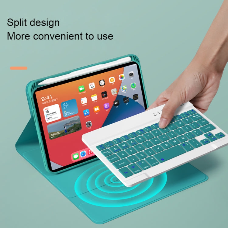 HK006D Square Keys Detachable Bluetooth Solid Color Keyboard Leather Tablet Case with Colorful Backlight & Holder for iPad mini 6(Mint Green) - free shipping - PMC TechLife - Order now!