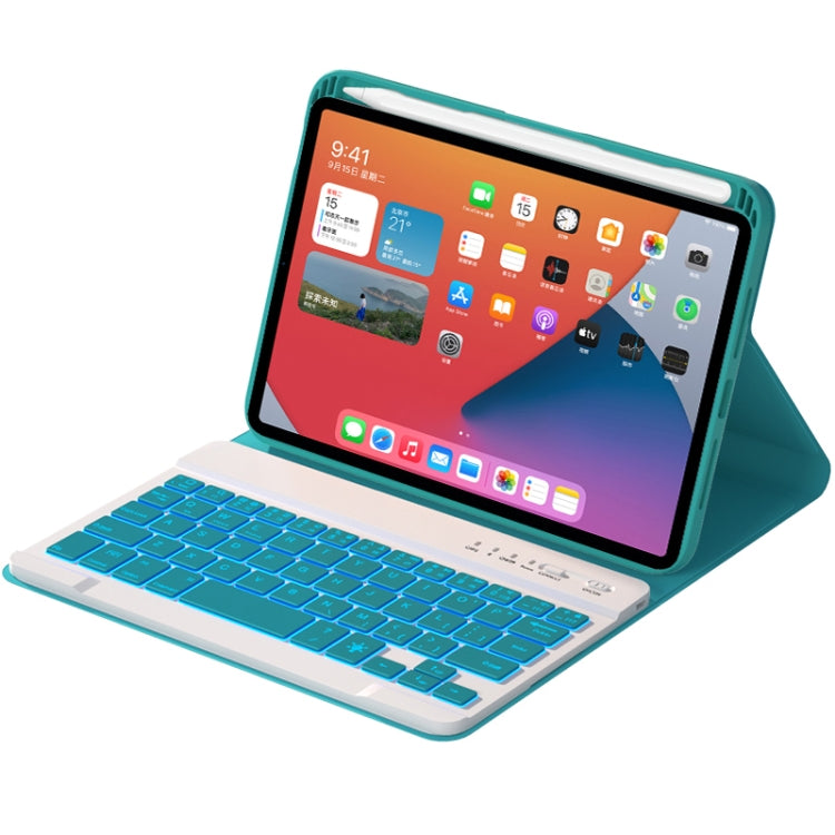 HK006D Square Keys Detachable Bluetooth Candy Color Keyboard Leather Tablet Case with Colorful Backlight & Holder for iPad mini 6(Dark Green) - For iPad mini by PMC TechLife | Online Shopping South Africa | PMC TechLife