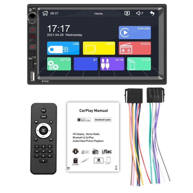 B700C HD 7 inch Universal Car MP5 Player with Wired Carplay, Support FM & Bluetooth & TF Card - Car MP3 & MP4 & MP5 by PMC Jewellery | Online Shopping South Africa | PMC Jewellery | Buy Now Pay Later Mobicred