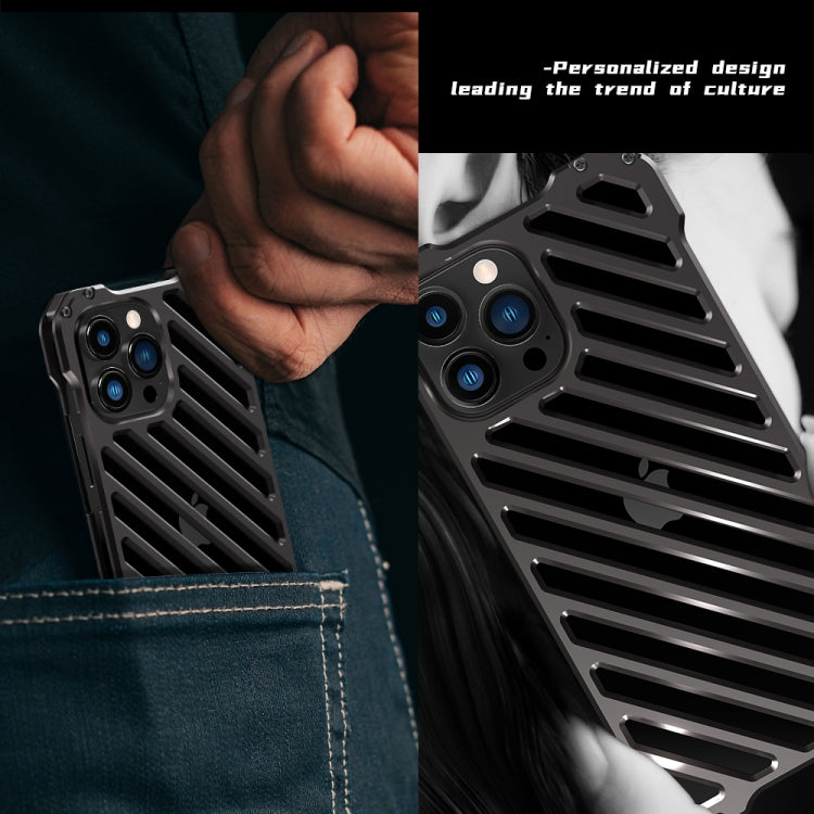 For iPhone 12 Pro R-JUST RJ-50 Hollow Breathable Armor Metal Shockproof Protective Case(Silver Grey) - free shipping - PMC TechLife - Order now!