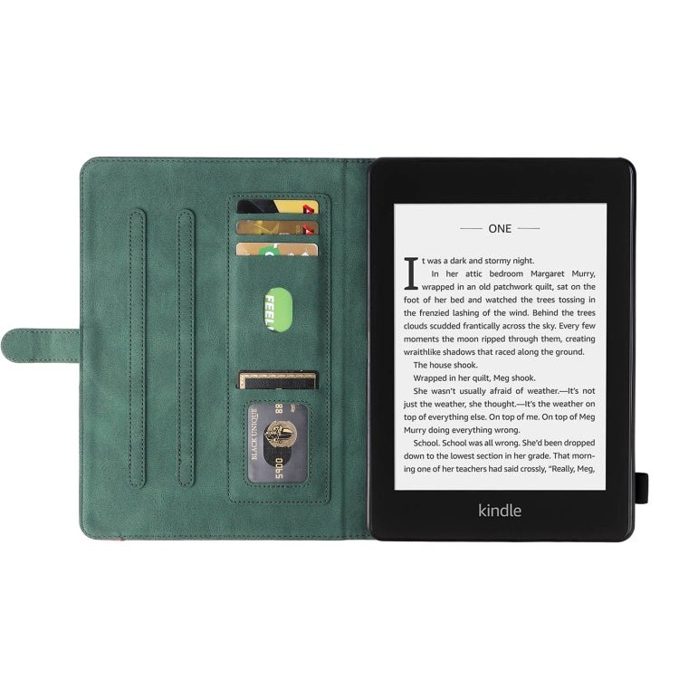 For Amazon Kindle Paperwhite 4 / 3 / 2 / 1 Dual-color Splicing Horizontal Flip PU Leather Case with Holder & Card Slots & Sleep / Wake-up Function(Green) - Amazon by PMC Jewellery | Online Shopping South Africa | PMC Jewellery