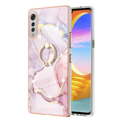 For LG Velvet 4G & 5G / G9 Velvet Electroplating Marble Pattern IMD TPU Shockproof Case with Ring Holder(Rose Gold 005) - LG by PMC Jewellery | Online Shopping South Africa | PMC Jewellery