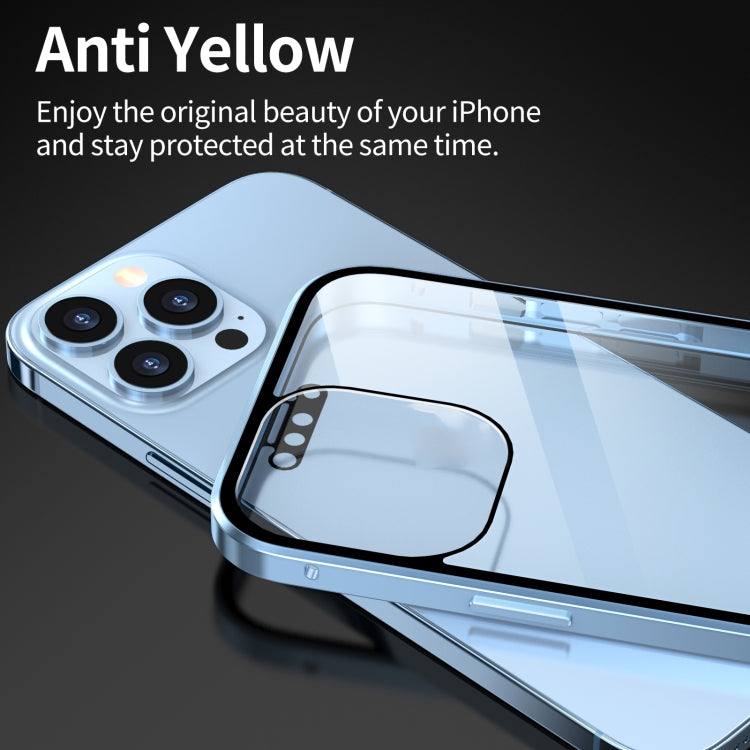 For iPhone 13 HD Magnetic Metal Frame Double-sided Tempered Glass Phone Case(Red) - iPhone 13 Cases by PMC TechLife | Online Shopping South Africa | PMC TechLife