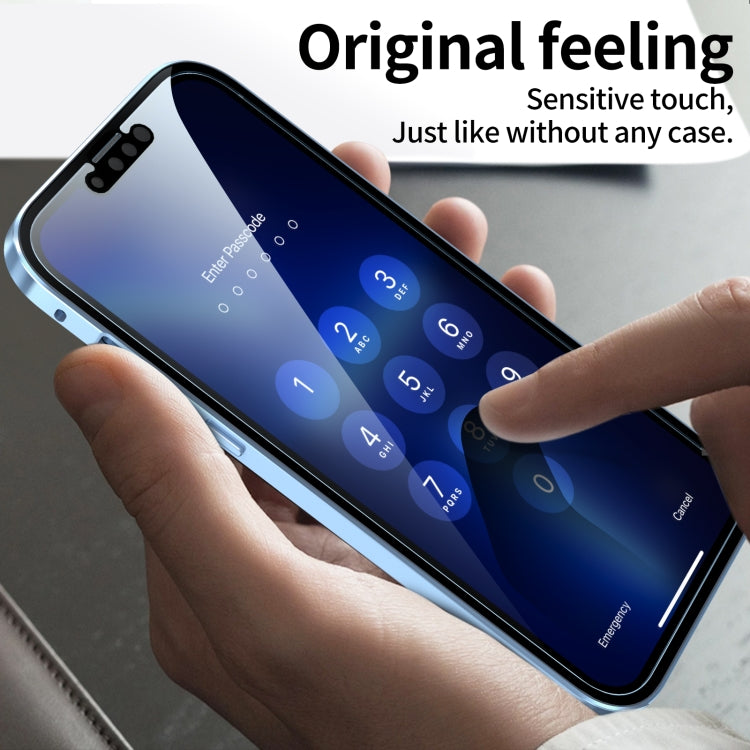 For iPhone 13 HD Magnetic Metal Frame Double-sided Tempered Glass Phone Case(Red) - iPhone 13 Cases by PMC TechLife | Online Shopping South Africa | PMC TechLife