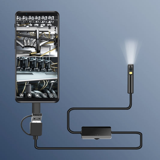 AN100 3 in 1 IP68 Waterproof USB-C / Type-C + Micro USB + USB Dual Cameras Industrial Digital Endoscope with 9 LEDs, Support Android System, Lens Diameter: 8mm, Length:5m Soft Cable -  by PMC Jewellery | Online Shopping South Africa | PMC Jewellery | Buy Now Pay Later Mobicred