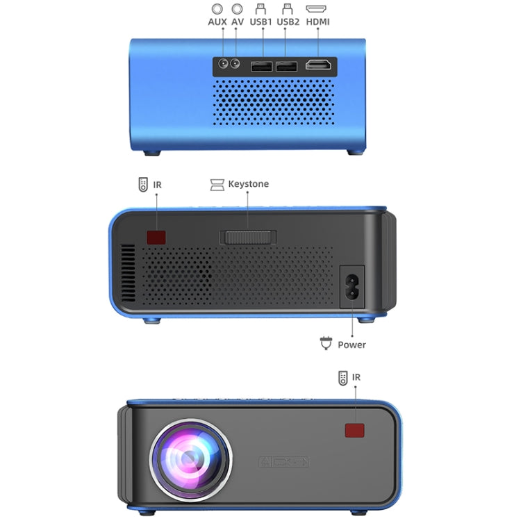 T4 Same Screen Version 1024x600 1200 Lumens Portable Home Theater LCD Projector, Plug Type:US Plug(Blue) - Mini Projector by PMC Jewellery | Online Shopping South Africa | PMC Jewellery | Buy Now Pay Later Mobicred