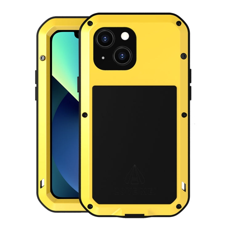 For iPhone 13 mini LOVE MEI Metal Shockproof Life Waterproof Dustproof Protective Phone Case (Yellow) - iPhone 13 mini Cases by LOVE MEI | Online Shopping South Africa | PMC Jewellery