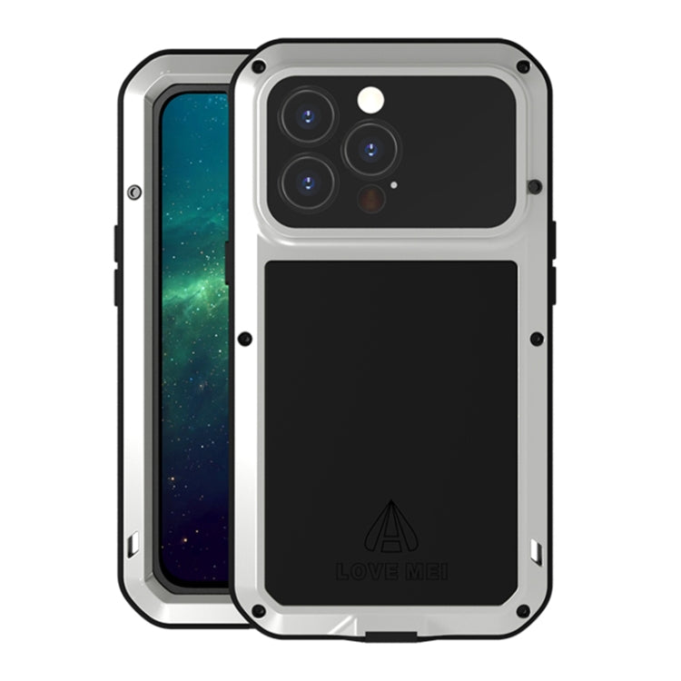 For iPhone 13 Pro LOVE MEI Metal Shockproof Life Waterproof Dustproof Protective Phone Case (Silver) - iPhone 13 Pro Cases by LOVE MEI | Online Shopping South Africa | PMC Jewellery | Buy Now Pay Later Mobicred