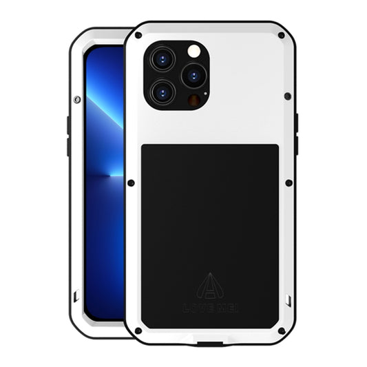 For iPhone 13 Pro Max LOVE MEI Metal Shockproof Life Waterproof Dustproof Protective Phone Case (White) - iPhone 13 Pro Max Cases by LOVE MEI | Online Shopping South Africa | PMC Jewellery | Buy Now Pay Later Mobicred