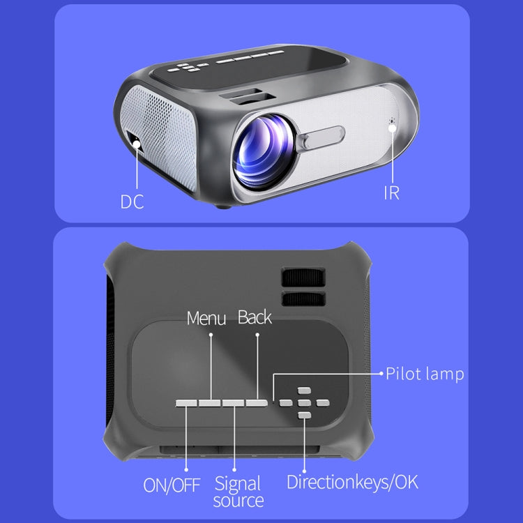 T7 1920x1080P 200 ANSI Portable Home Theater LED HD Digital Projector, Basic Version, UK Plug(Black) - LED Projector by PMC TechLife | Online Shopping South Africa | PMC TechLife | Buy Now Pay Later Mobicred