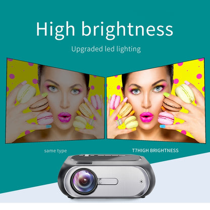 T7 1920x1080P 200 ANSI Portable Home Theater LED HD Digital Projector, Basic Version, UK Plug(Black) - LED Projector by PMC Jewellery | Online Shopping South Africa | PMC Jewellery | Buy Now Pay Later Mobicred